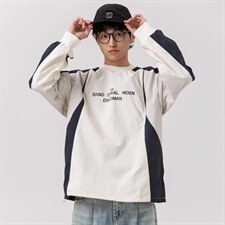 日系复古长袖卫衣男春季情侣宽松圆领套头衫学院风百搭休闲上衣男，男装卫衣，星座506A