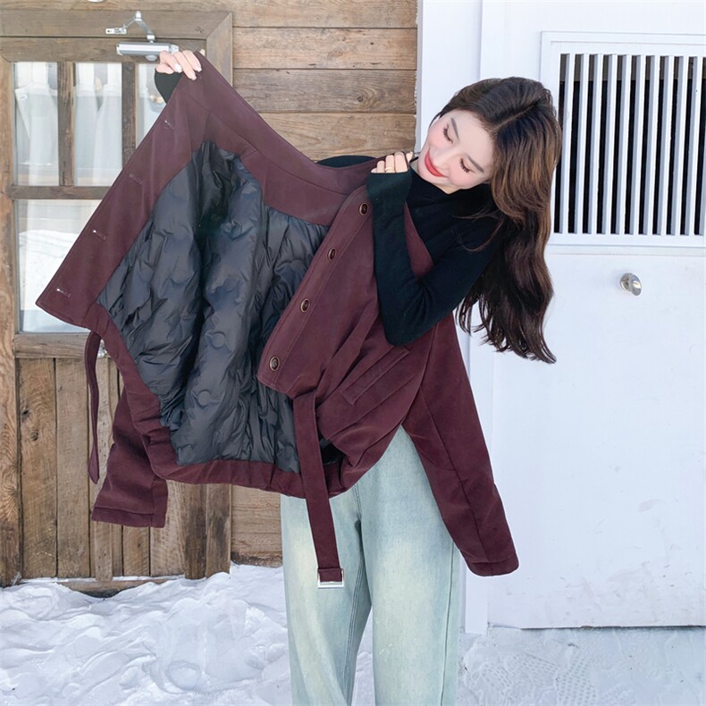 复古氛围感立领派克羽绒服女冬季2025新款设计感休闲时尚短款外套,女装羽绒服,2C196