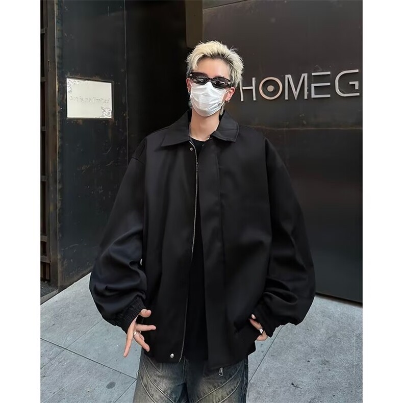 港风秋款男夹克衫行政夹克拉链外套有垫肩JK0847P68,男装夹克,星座1013-1