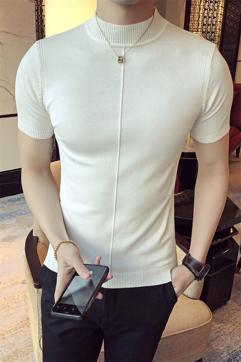 M01/p45针织衫毛衣男早秋男士半高领纯色修身内搭打底衫线衣白,男装针织衫/毛衣,电商D303
