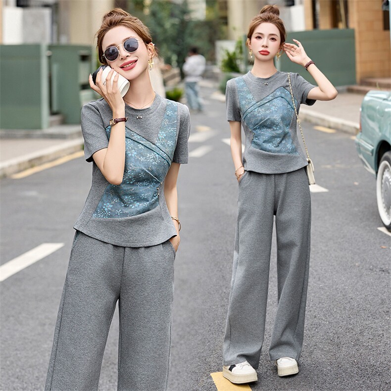 休闲运动套装女小个子2025夏季新款韩版针织大码短袖长裤两件套潮，女装套装/套裙，布芭啦