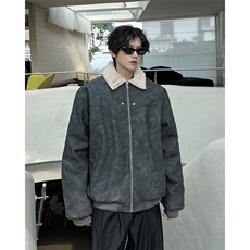 W8217P130控178皮毛扎染加绒加厚宽松休闲棉衣棉服，男装棉衣，电商B205