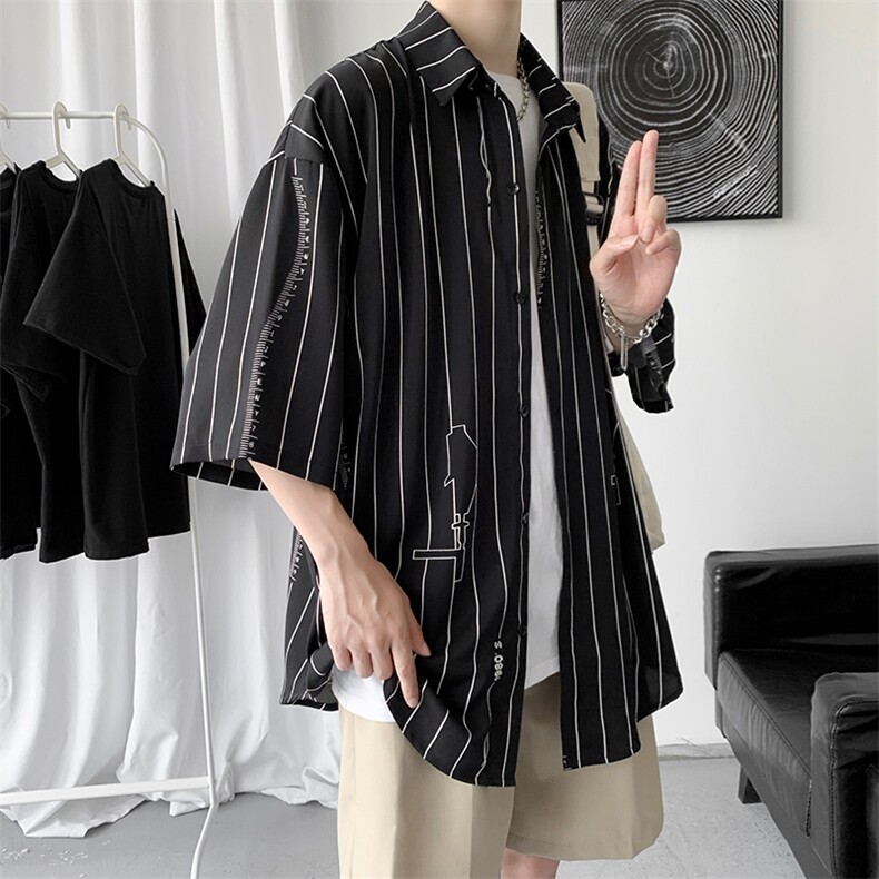 男短袖韩版潮流2024新款夏季宽松男士衬衣时尚外套A161-CT507-P45,男装衬衫,电商A161-2