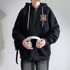 新款男百搭设计感连帽情侣潮流港风白墙针织外套WT3417-P55控88，男装夹克，星座717