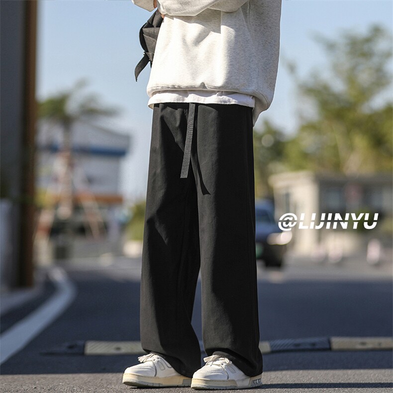 裤子男秋季新款垂感宽松直筒运动男生美式休闲长裤潮K660-特批-38，男装休闲裤，星座718-1