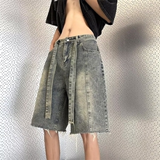 vibe裤子高街水洗牛仔裤男设计感短裤DK750P40，男装牛仔裤，星座1116-2