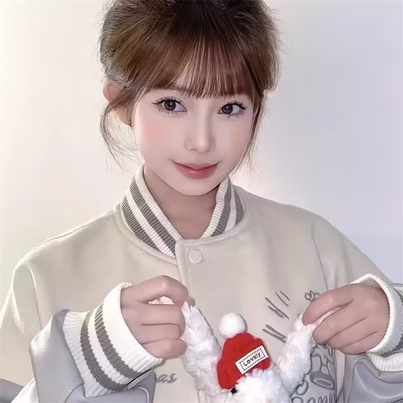 J546-P70早秋美式皮袖棒球服外套2025新款刺绣拼色潮宽松,女装短外套,电商B323A