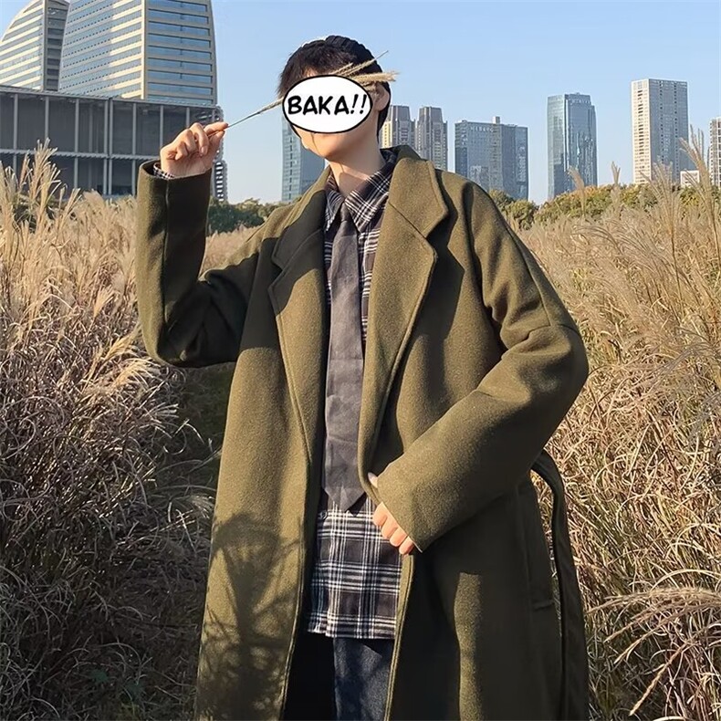 新款港风流行男西装领毛呢大衣WM868P60图片