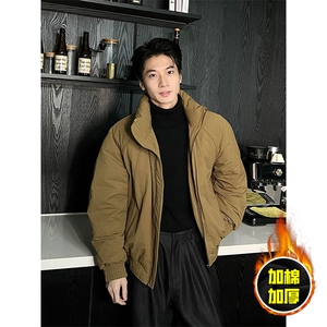 现货美式高街休闲棉衣夹克三防立领纯色户外工装加厚棉服外套图片