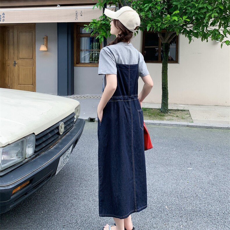 48H发现货时髦气质牛仔背带裤两件套套裙,女装套装/套裙,MQ