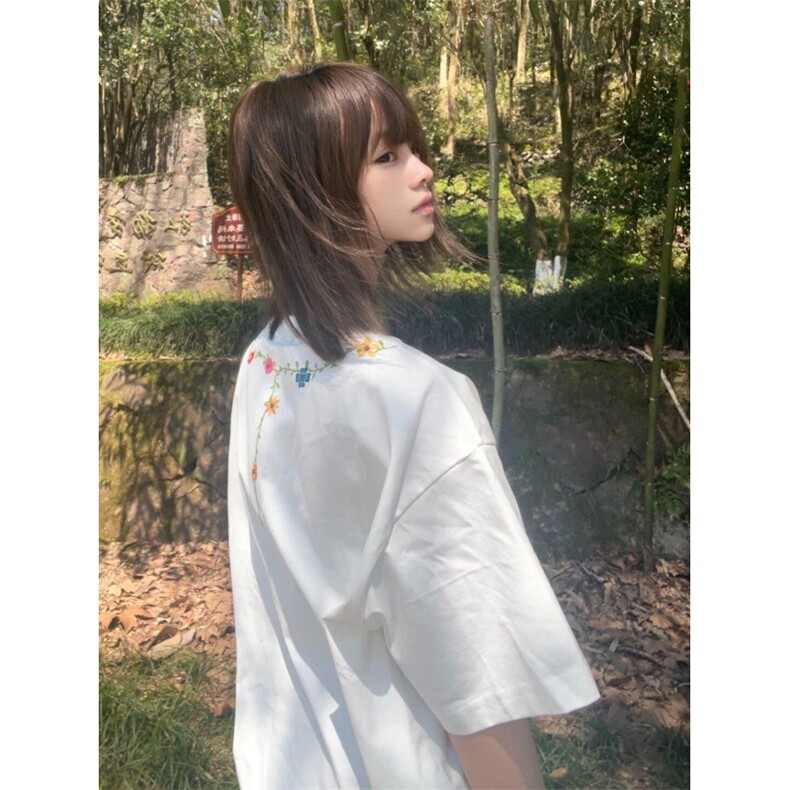 H0879-P35推荐前后刺绣休闲百搭短袖T恤男女同款,女装T恤,星座617A-2