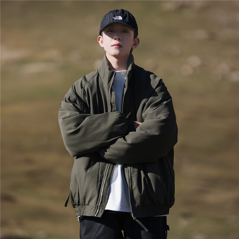 复古美拉德面包服男女宽松立领棉服冬军绿棉衣,男装棉衣,星座716-3