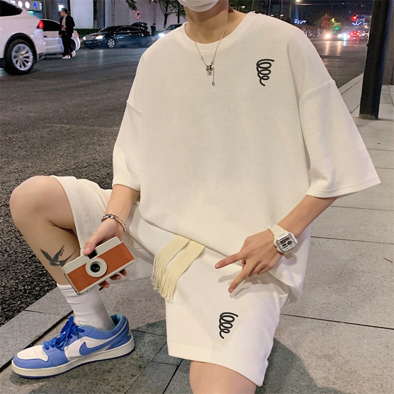 套装！华夫格套装短袖T恤短裤男TZ203-特P38,男装T恤,电商B367