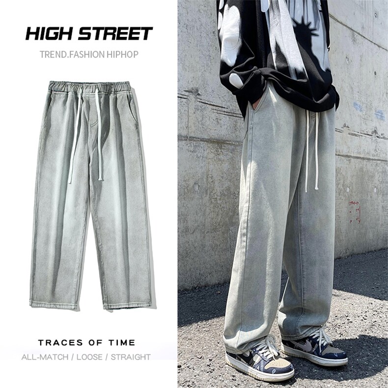 2023美式高街男士水洗做旧牛仔裤男XZ914-6-G63-P35，男装牛仔裤，星座914-6