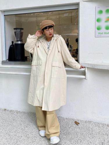 【现货】韩新款休闲连帽风衣，女装风衣，安吉拉