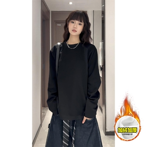 抖音得物高品质美式高街重磅曼巴棉cleanfit螺纹拼接卫衣长袖T恤图片