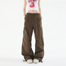 美式hiphop工装裤女2026春夏宽松阔腿拖地裤休闲裤新款YD9002-P75，男装牛仔裤，星座509