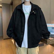 麂皮绒外套男春秋设计感小众上衣美式潮牌宽松休闲夹克JK0055-P65，男装夹克，星座308B-1