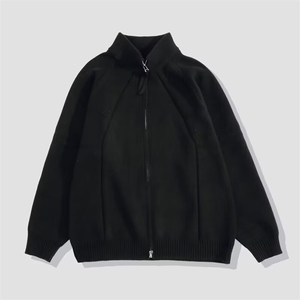 大量现货男立领毛衣拼接条纹宽松针织衫休闲双拉链外套M231 P60图片