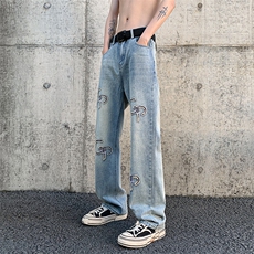 美式牛仔裤男款春季水洗长裤潮牌高街宽松直筒A061-W9979-P65控88，男装牛仔裤，电商A061-1