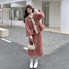 现货灯笼袖加棉套装2C117-1819P225K338，女装套装/套裙，2C117