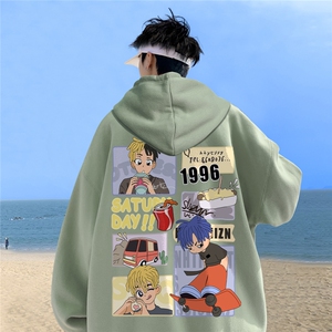 ！ 秋季重磅宽松大码港风卡通男孩印花连帽卫衣LW103-特p35图片