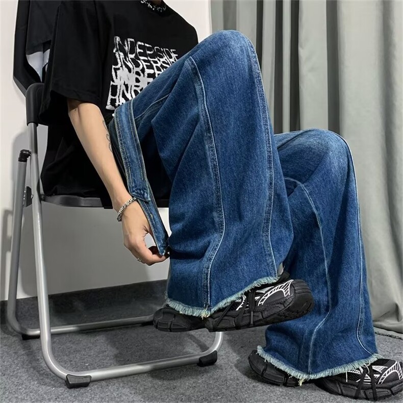 美式vibe裤子高街水洗牛仔裤男设计感小众拉链裤N506P48,男装牛仔裤,星座1116-2