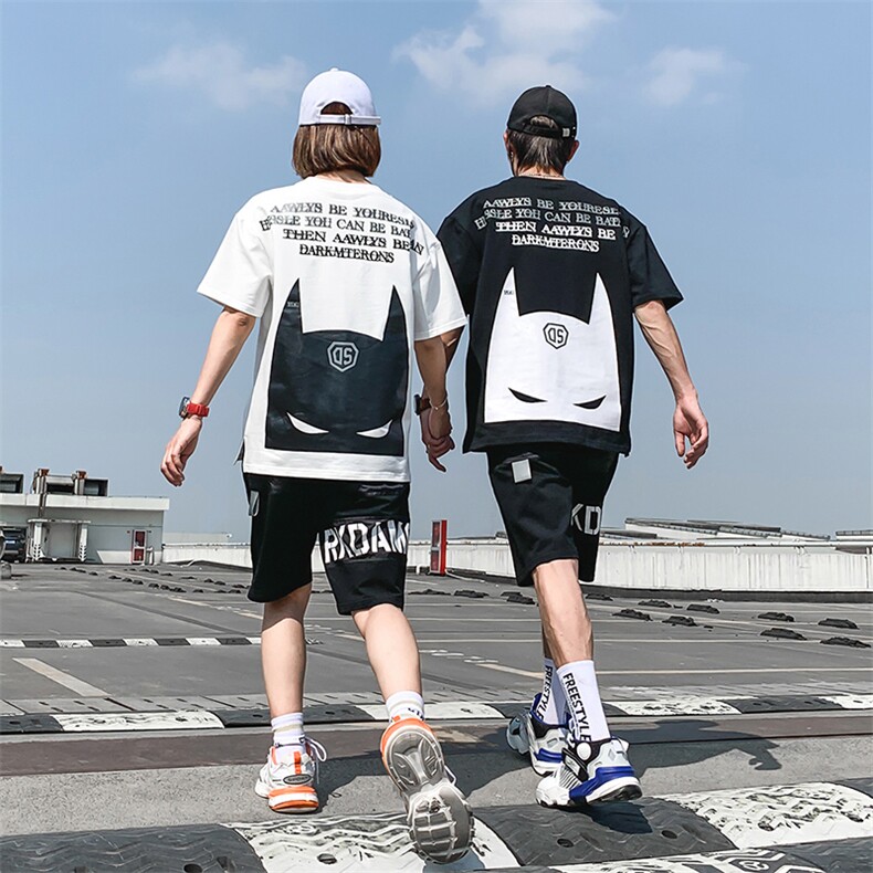 【】2021新款t恤男士短袖套装情侣五分裤一套衣服DS400TP75图片