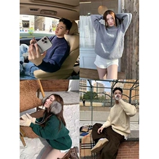 网图有货复古纯色圆领套头毛衣男女宽松针织衫上衣A976-P55，男装针织衫/毛衣，星座1505