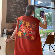 已注册潮新中式抖音250克重磅纯棉男无袖背心T恤T586P28控39，男装T恤，电商C408(原B339-1)