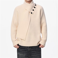 1506-1/MYM2021高品质带围巾毛衣/P62立领毛衣外套时尚方形纽扣男，男装针织衫/毛衣，星座1506-1