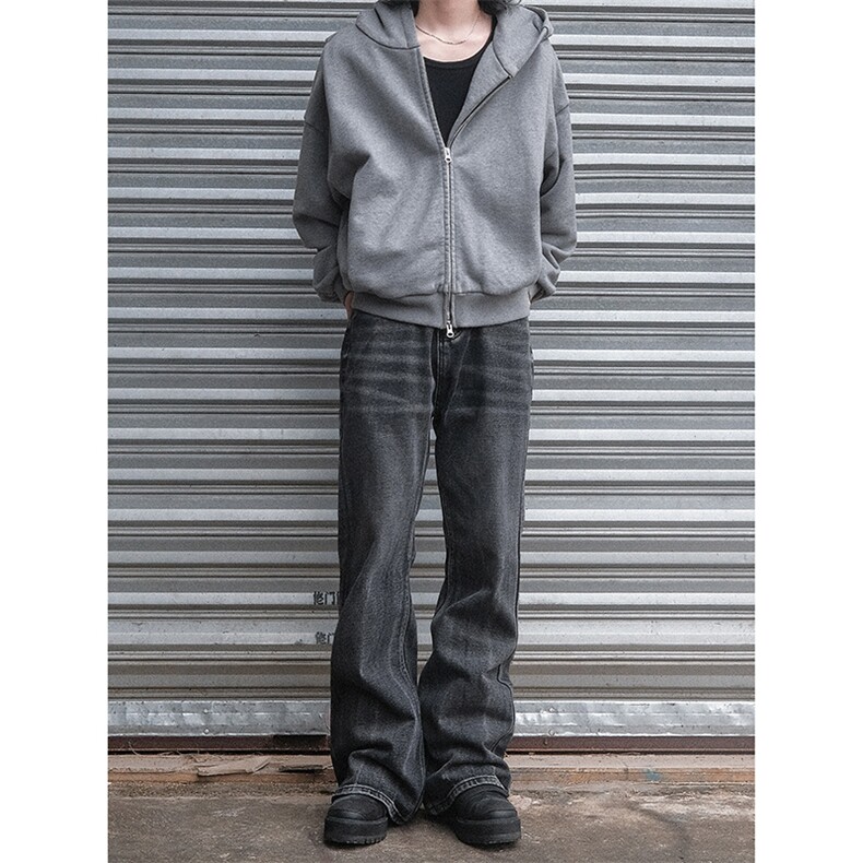 B221 美式ins高街暗黑重工艺宽松微喇牛仔裤 LK23128-P60 控78图片