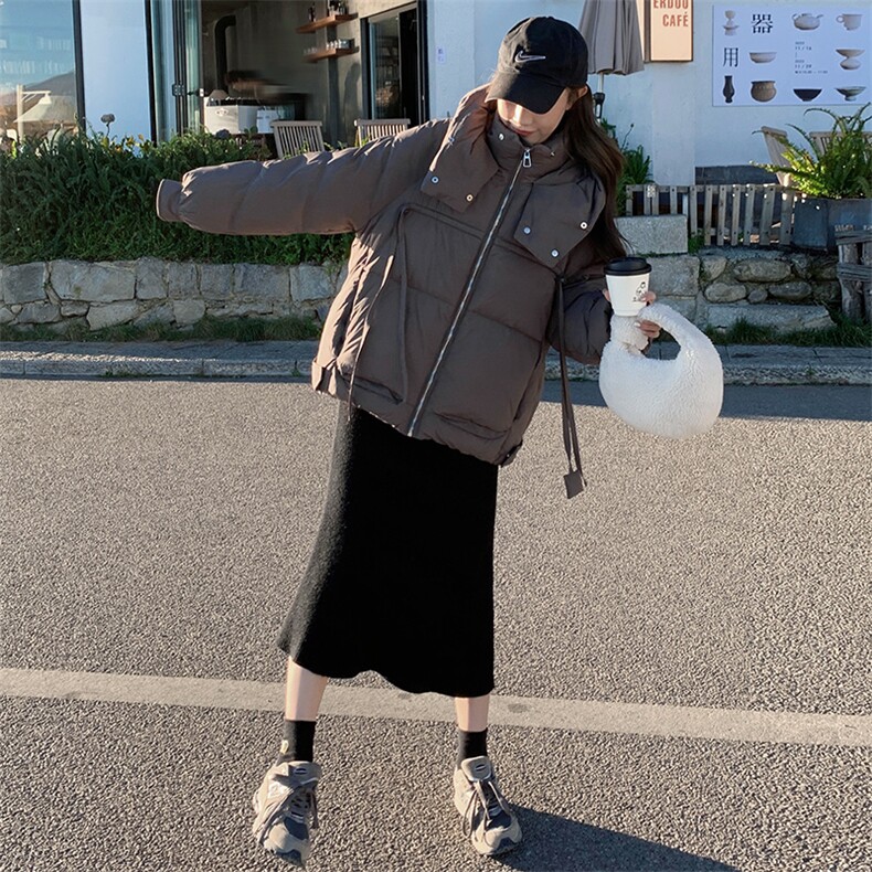 2023年冬装新款高级感灰加厚保暖宽松休闲小个子短款羽绒服女,女装羽绒服,辉之琳