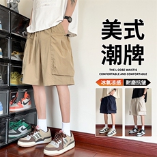 抖音品质潮牌冰丝工装五分裤男夏美式短裤A146-GY525特p30量大优，男装牛仔裤，HDA146