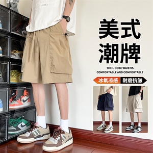 抖音品质潮牌冰丝工装五分裤男夏美式短裤 A146-GY525特p30量大优图片