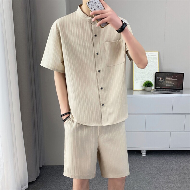 T620-P70新款套装时尚百搭衬衫短袖短裤套装男薄款透气立领,男装牛仔裤,星座507A（原星座306B-2）