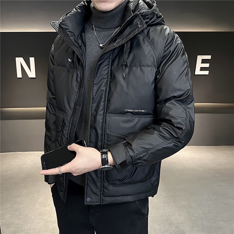 M-4XL B353 3436 P195 黑2025标年连帽冬季男士羽绒服加厚外套图片
