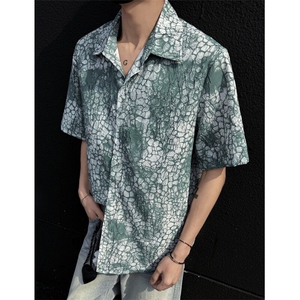 现货！夏季古着莽纹短袖衬衫男抖音得物可送样-EX50555-特P30图片