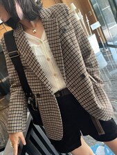 【现货】2021新款加格子呢料外套，其它，百媚丽人