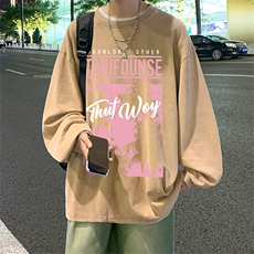 直播品质重磅纯棉美式蜡染水洗做旧潮牌宽松长袖t恤CT308特P38，男装T恤，电商A486