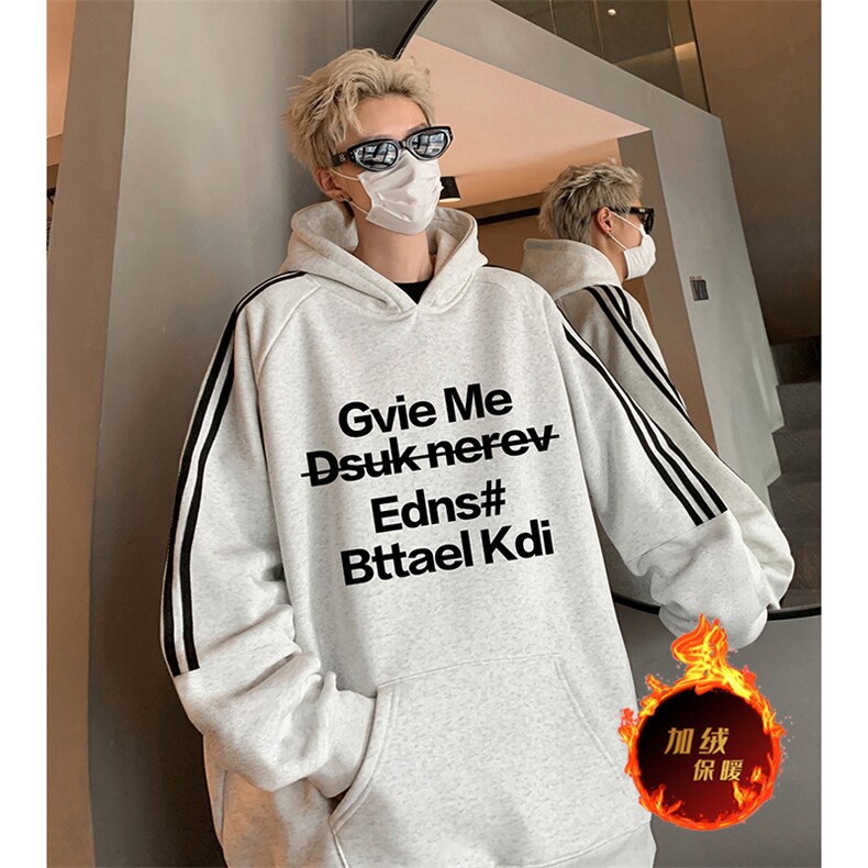 抖音得物供货提供视频秋冬重磅美式宽松织带连帽卫衣04116，男装卫衣，电商A486