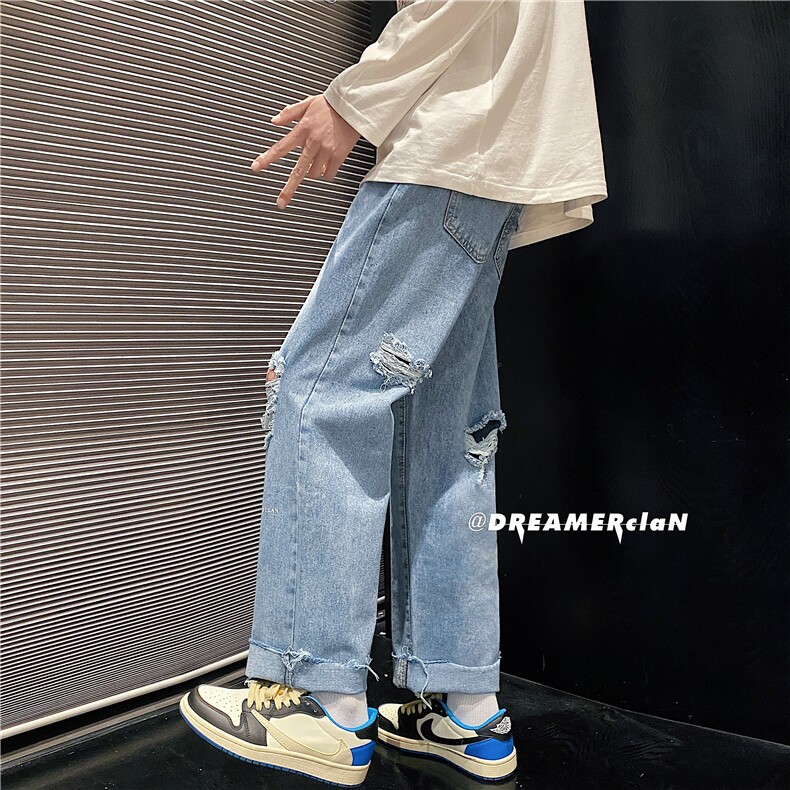 k707-p48-控68美式中性高阶港风中性ins宽松大码肥仔破洞牛仔裤,男装牛仔裤,星座116