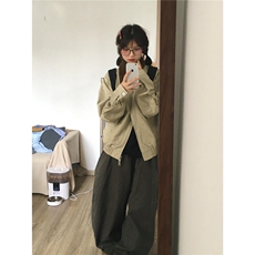 美式复古拼色翻领外套新款休闲宽松男女棒球服夹克513AJK2563P67，男装夹克，星座513A