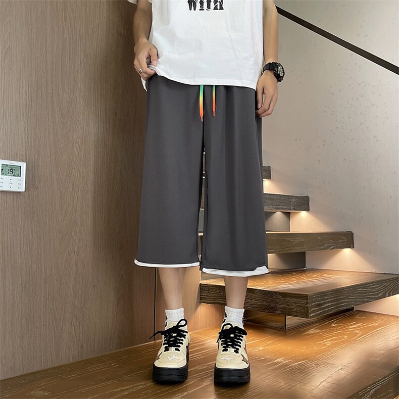 七分裤男士韩版潮流拼色百搭帅气2024夏季ins宽松短裤K5518-P36,男装牛仔裤,星座412-3