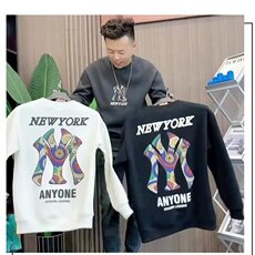 卫衣男春秋季ins潮牌圆领打底衫美式长袖港风无帽外套宽松上衣服t，男装T恤，星座506A
