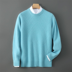 2025年秋季新款菱形花纹针织男士羊毛衫时尚休闲通勤百搭，男装羊毛衫，德晨羊绒