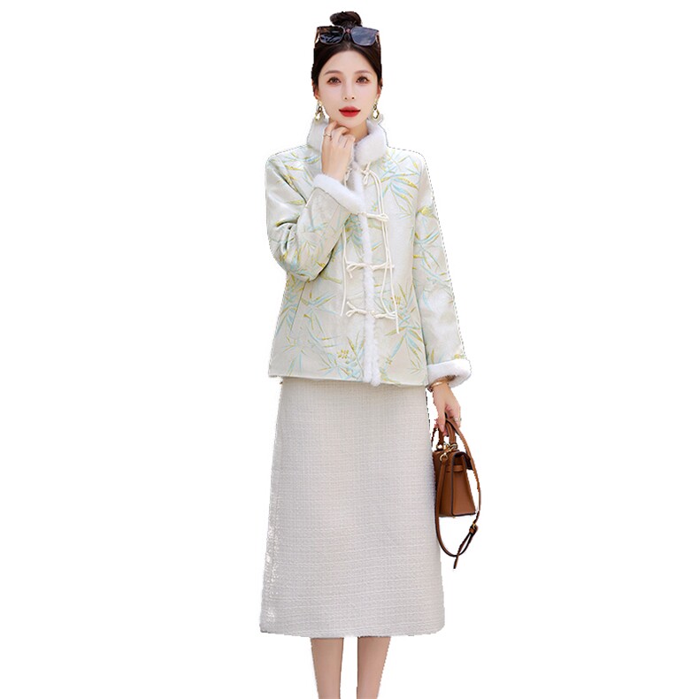 2023冬季新款时尚刺绣羽绒服上衣优雅修身显瘦保暖外套,女装羽绒服,橙子家