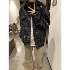 美式复古水洗做旧破洞牛仔外套男春秋满印潮牌夹克上衣LC6088-p75，男装夹克，星座1008