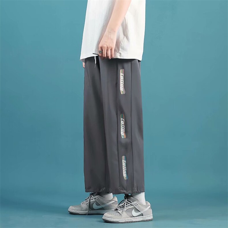 夏季港风潮流潮牌宽松直筒裤ins薄款百搭抽绳束脚休闲裤K2126-p28图片