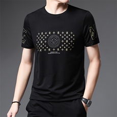 中青年男士短袖t恤时尚休闲夏季2023新款打底衫上衣服印花体恤男，男装T恤，电商B212（原钱塘6029）